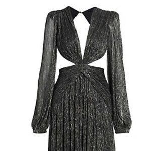 PatBo metallic plunge cut out dress